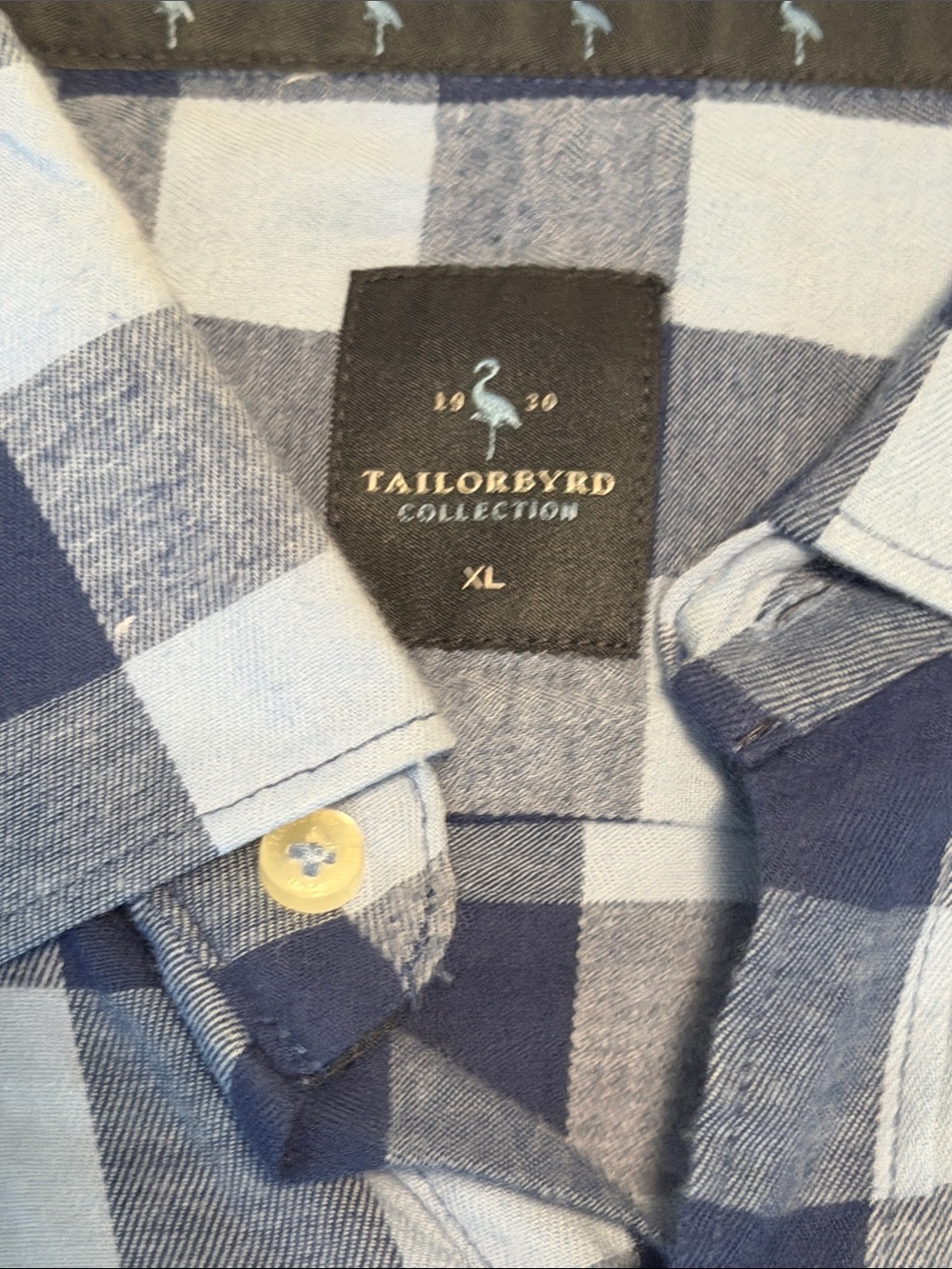 Tailorbyrd Men's Blue and White Plaid Button-Down Shirt